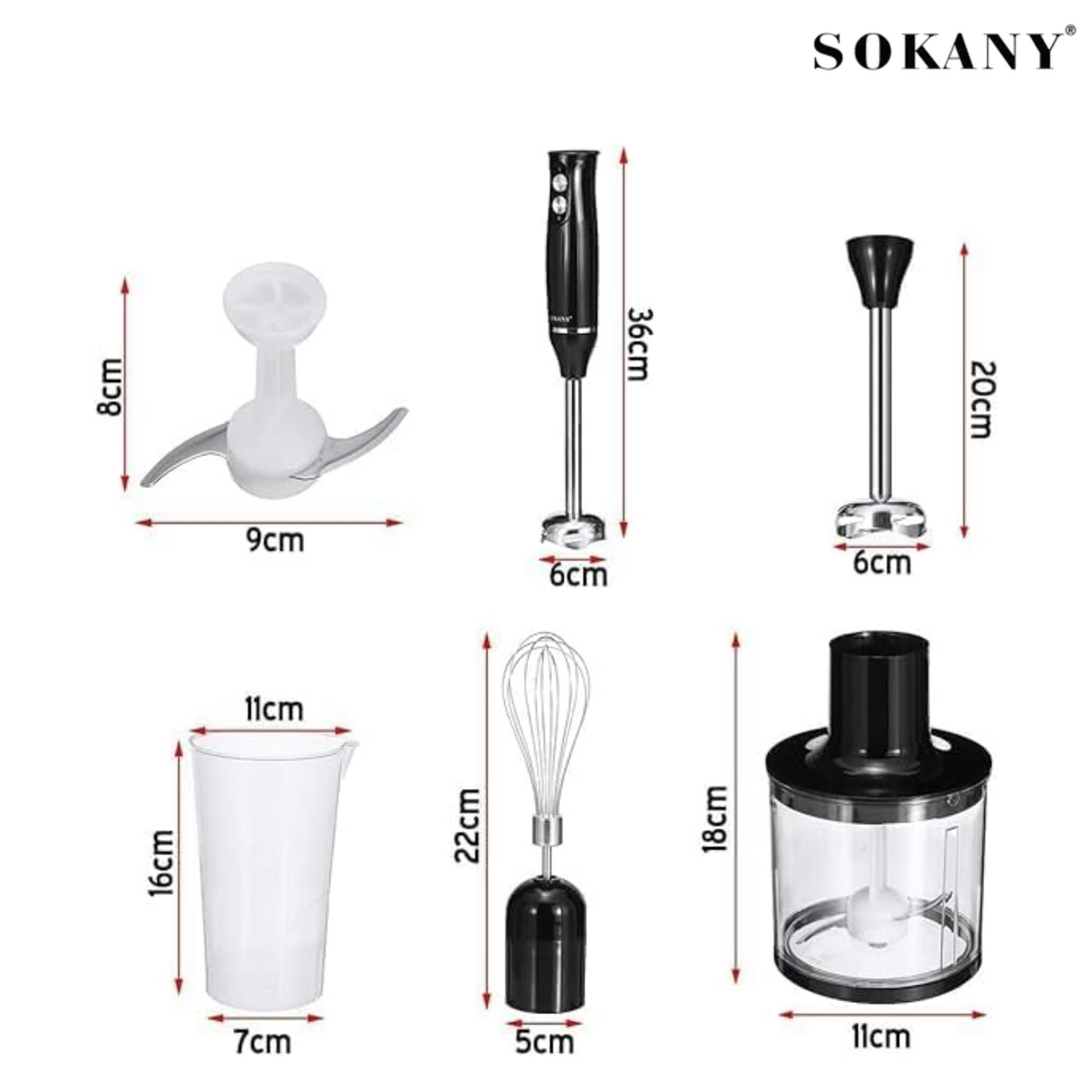 Sokany Hand Blender 4 in 1- 500 Watt