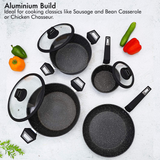 Royalford Chef Art Aluminium Cookware Set RF9557- 7 pieces, Granite Coated