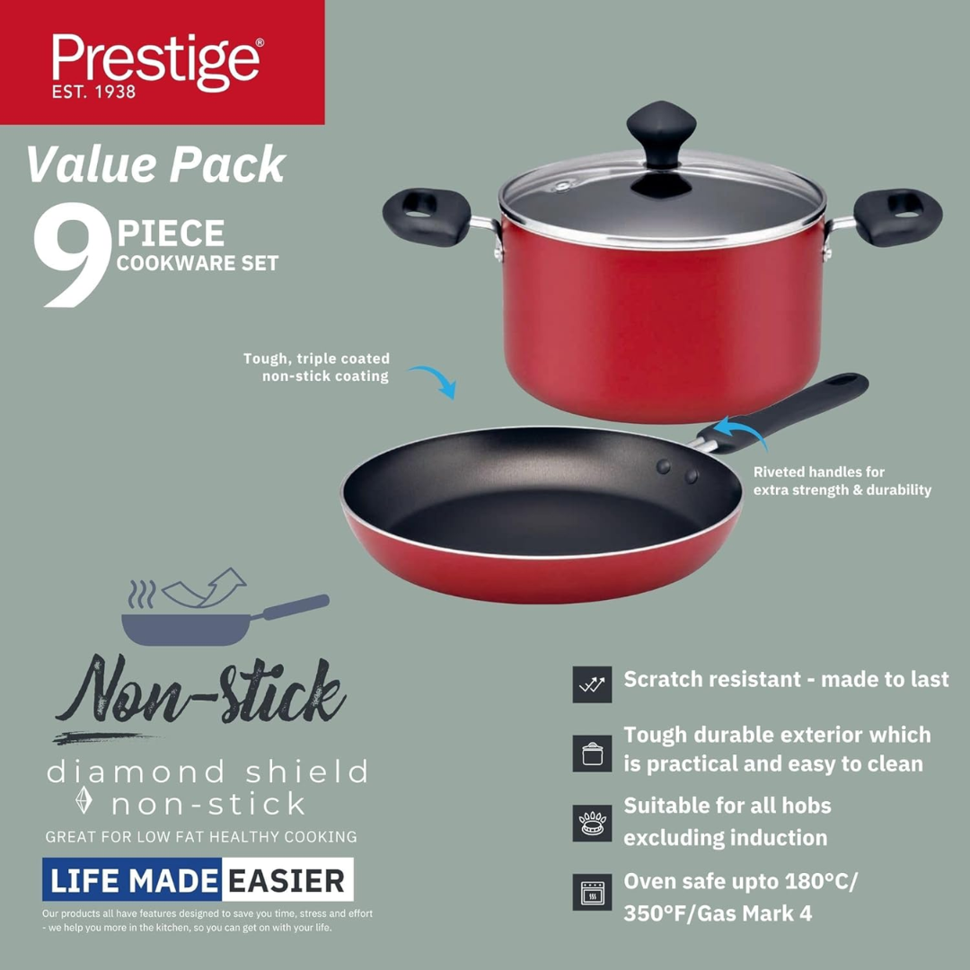 Prestige Non-Stick Cookware Set PR22430 - 9 pieces