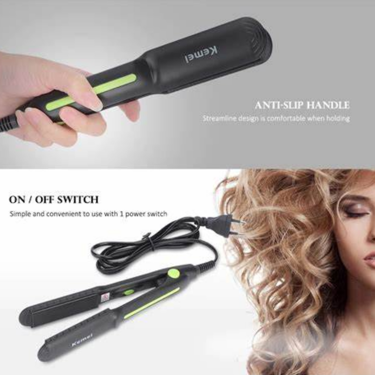 Kemei Hair Straightener With Ceramic Plate