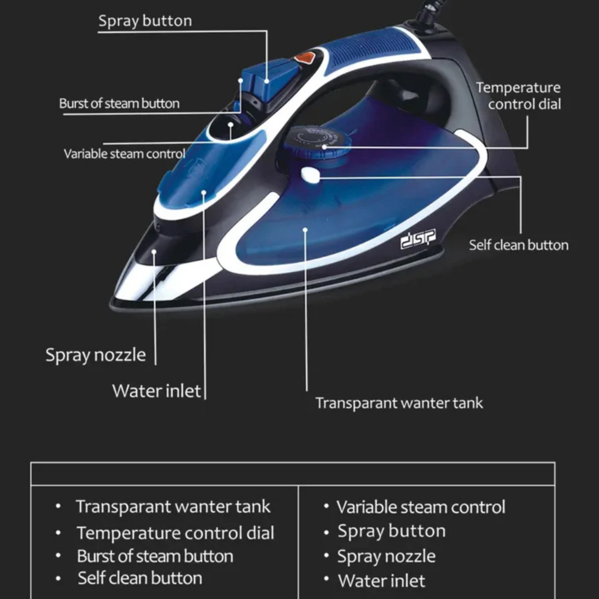 Dsp Steam Iron - 2200 Watt