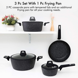 Royalford Chef Art Aluminium Cookware Set RF9557- 7 pieces, Granite Coated