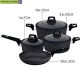 Royalford Chef Art Aluminium Cookware Set RF9557- 7 pieces, Granite Coated